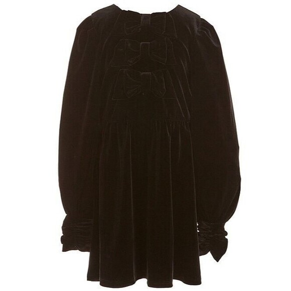 A Loves A Big Girls L 10-12 Long Sleeve Velvet Bow Dress fashion balloon sleeve